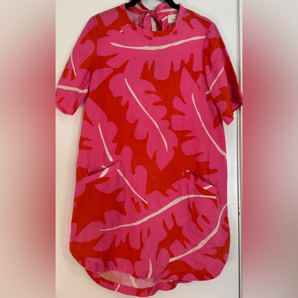 Trovata Red and Pink Leaf Print Dress